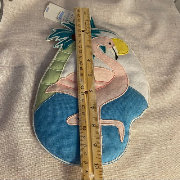 Vintage Flamingo Beach Pot Holder quilted beach theme kitchen decor Florida 90s - Picture 4 of 12